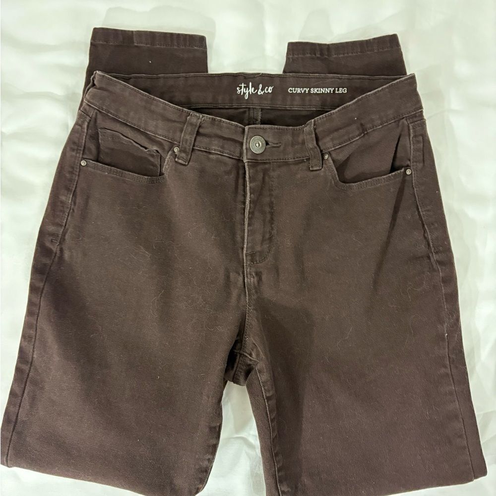 Style & Co Curvy Skinny Leg Brown Jeans